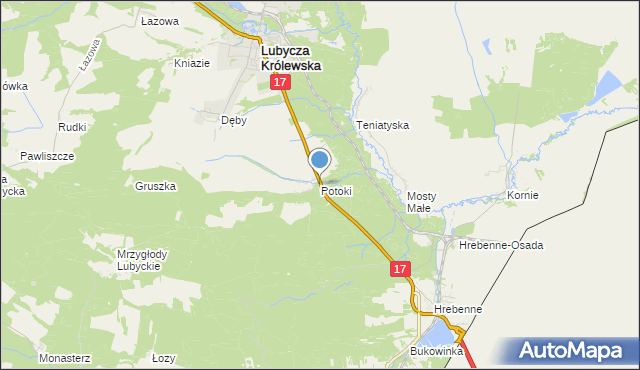 mapa Potoki, Potoki gmina Lubycza Królewska na mapie Targeo